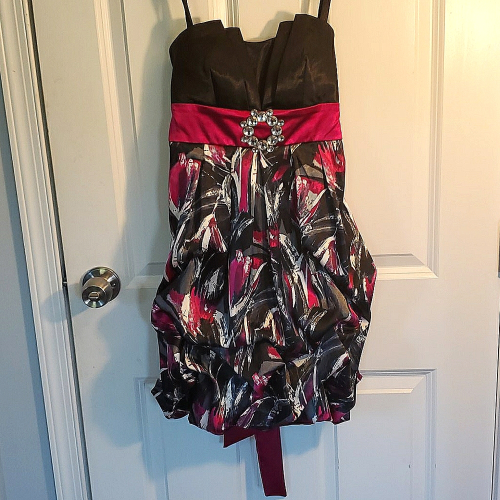 Ruffled Black and Purple Homecoming Dress